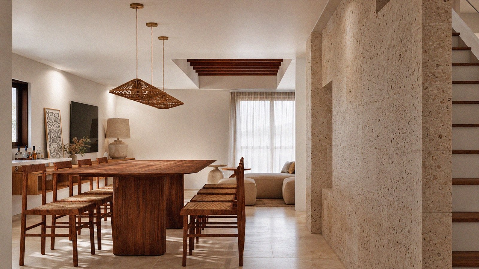 Sala de jantar integrada ao living