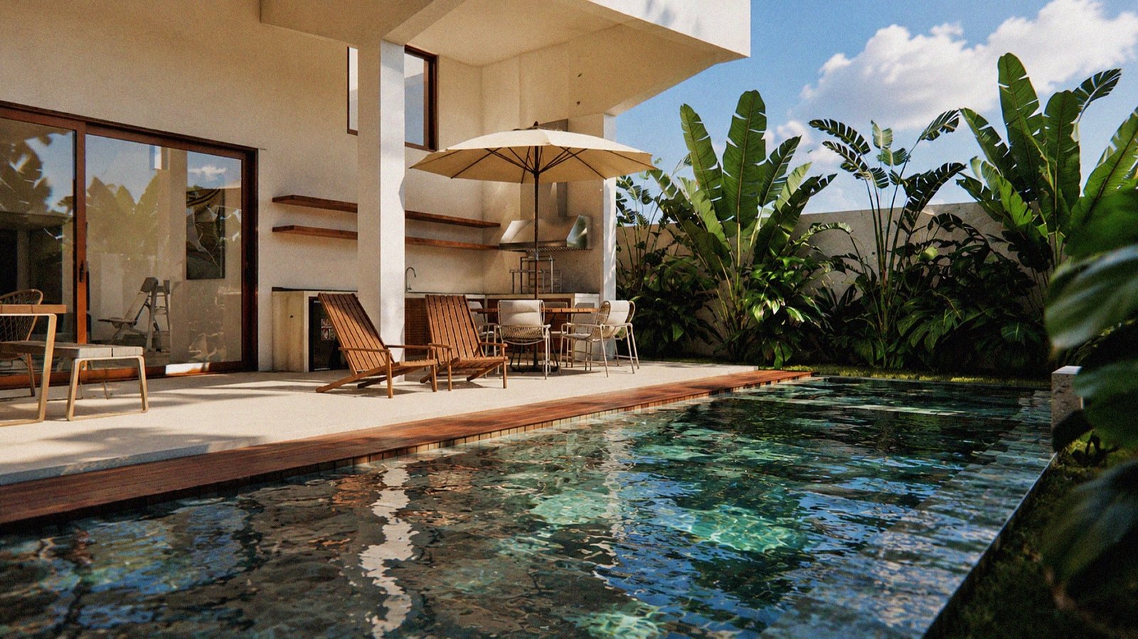 Piscina aquecida integrada ao terraço